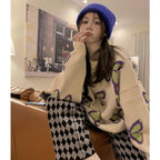 Butterfly Print Loose Sweater