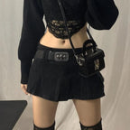 White Denim A-Line Low Waist Skirt