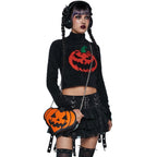 Black Fluffy Pumpkin Turtleneck Sweater