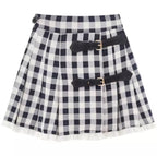 Cute 2pcs Set White Puff Ruffles Sleeve Shirt + Aline Pleated Preppy Mini Skirt Summer Aesthetic Casual E-Girl Kawaii Korean Japanese Harajuku