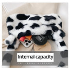 Cow Cheetah Print Plush Shoulder Bag