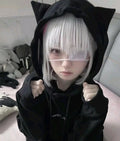 Black Cat Drawstring Sweatshirt