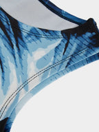 Blue Retro Body Print Tank Top