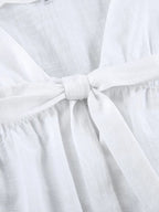 White Cotton Lantern Long Sleeve Dress