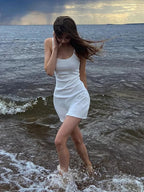 White Spaghetti Strap Mini Dress