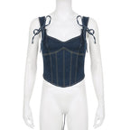 Blue Denim Corset Bandage Tank Top