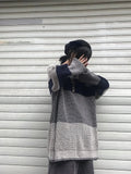 Grey Stripe Patchwork Sweater