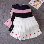 Cute Love Heart Pleated High Waist A-line Mini Skirt Summer Aesthetic Casual E-Girl Kawaii Korean Japanese Harajuku