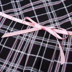 Pink Plaid Stripe Pleated High Waist Mini Skirt
