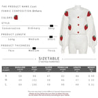Cute White Strawberry Crochet Loose Cardigan Long Sleeve V Neck Sweater Aesthetic Casual Summer E-Girl Kawaii Korean Japanese Harajuku