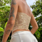 Blue Lace Trim Tube Top