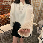 Purple Irregular Cropped Sweater