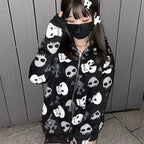 Black Skull Punk Zipper Hoodie