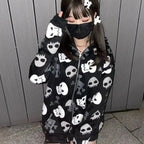 Black Skull Punk Zipper Hoodie