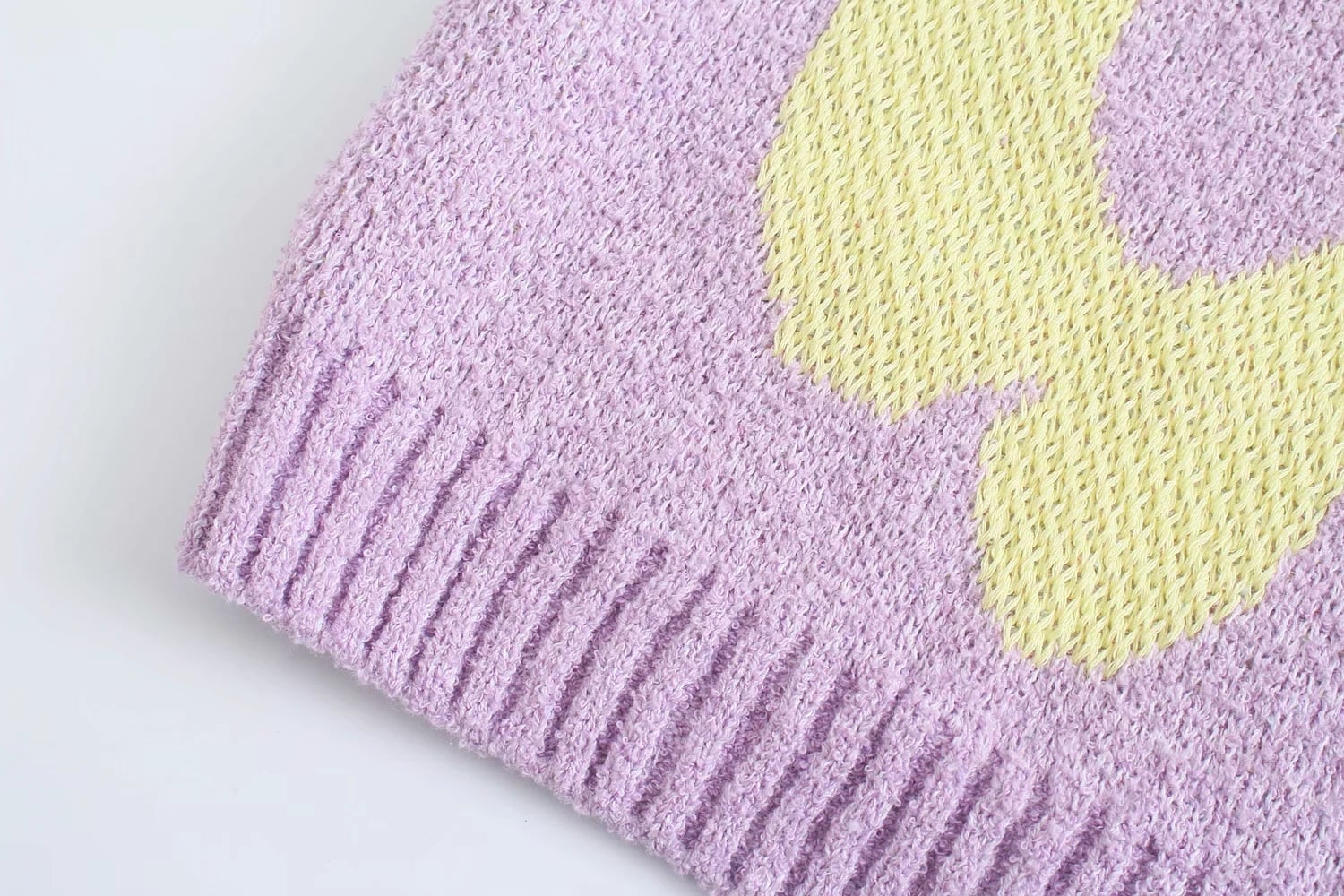 Purple & Yellow Flower Print Patchwork Sweater