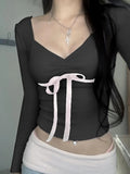Bandage Bow Square Collar Crop Top