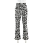 Cute Zebra Animal Print Elegant Pant High Waisted Trouser Bottoms T E-Girl Kawaii Korean Japanese Harajuku Chinese Retro Streetwear Aesthetic