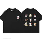 Cat Anime Dessert Print Short Sleeve T-shirt