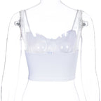 Cute Cartoon Graphic Lace Vintage Spaghetti Strap Crop Top Shirt Tee T-shirt E-Girl Kawaii Korean Japanese Harajuku Chinese Retro Streetwear Aesthetic