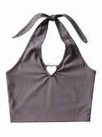 Heart Hollow Out V Neck Halter Top