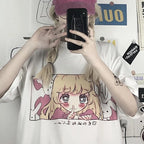 Cute Pink Anime Girl Cartoon Graphic Casual Short Sleeve Shirt Tee T-shirt E-Girl Kawaii Korean Japanese Harajuku Chinese Retro Streetwear Aesthetic