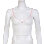 White Lace Pink Trim Flower Corset