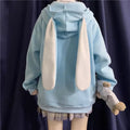 Cute Rabbit Ears Embroidery Loose Long Sleeve Sweatshirt Zip Up Hoodie Aesthetic Casual E-Girl Kawaii Korean Japanese Harajuku