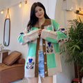 Green & Brown Teddy Bear Patchwork Sweater