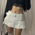 White Denim A-Line Low Waist Skirt