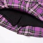 Purple Plaid Spring Summer High Waisted Pleated Skirt School Girl Skater Bottoms E-Girl Kawaii Korean Japanese Harajuku Streetwear