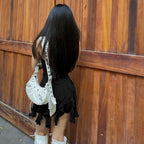 Black Ruffle Tassel Mini Dress