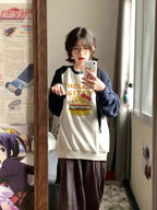 Cat Anime Burger Patchwork Hoodie