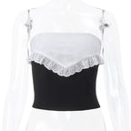 Black & Lace Patchwork Tube Top