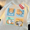 Orange Cat Print Short Sleeve T-shirt
