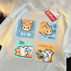 Orange Cat Print Short Sleeve T-shirt
