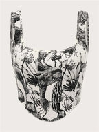 Black & White Plant Print Tank Top