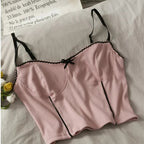 Cute Sexy Purple Knit Crop Top Sleeveless Tank Camisole Aesthetic Casual Summer E-Girl Kawaii Korean Japanese Harajuku
