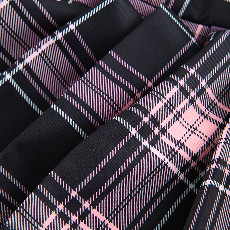 Sexy Lace Up Trim Plaid Pleated Mini Skirt Punk Goth Dark Academia School Girl E-Girl Kawaii Korean Japanese Harajuku Streetwear