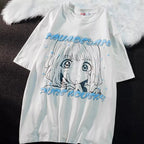 Anime Girl Graphic Print Loose Short Sleeve T-shirt