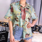Classic Angel Print Loose Thin Shirt Blouse Summer Bottom Short Sleeve Tee Shirt T-shirt E-Girl Kawaii Korean Japanese Harajuku Streetwear