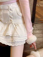 Sweet Japanese Lace High Waist Mini Skirt