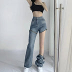 Zipper High Waist Denim Jeans