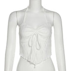 White Lace Backless Tank Top