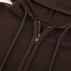 Brown Knit Long Sleeve Jacket