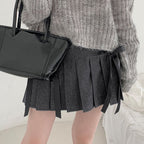 Grey Bow Double Layer Mini Skirt