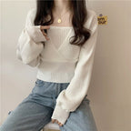 White Knit Crop Sweater
