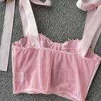 Pink Rose Lace Up Bustier Top