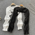 Puff Cropped Long Sleeve Cardigan