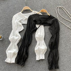 Puff Cropped Long Sleeve Cardigan