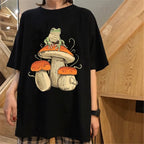 Mushroom Frog Print Short Sleeve T-shirt